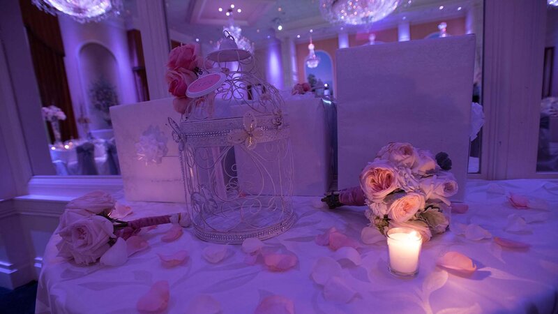 Bride and groom gift table.